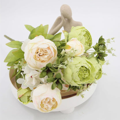 25 Pcs Silk Peony Artificial Flower Heads 4 inch Fake Peony Flowers Heads with Stems Artificial Peony Flower Heads in Bulk Wholesale for Wedding Home Decor (Yellow)