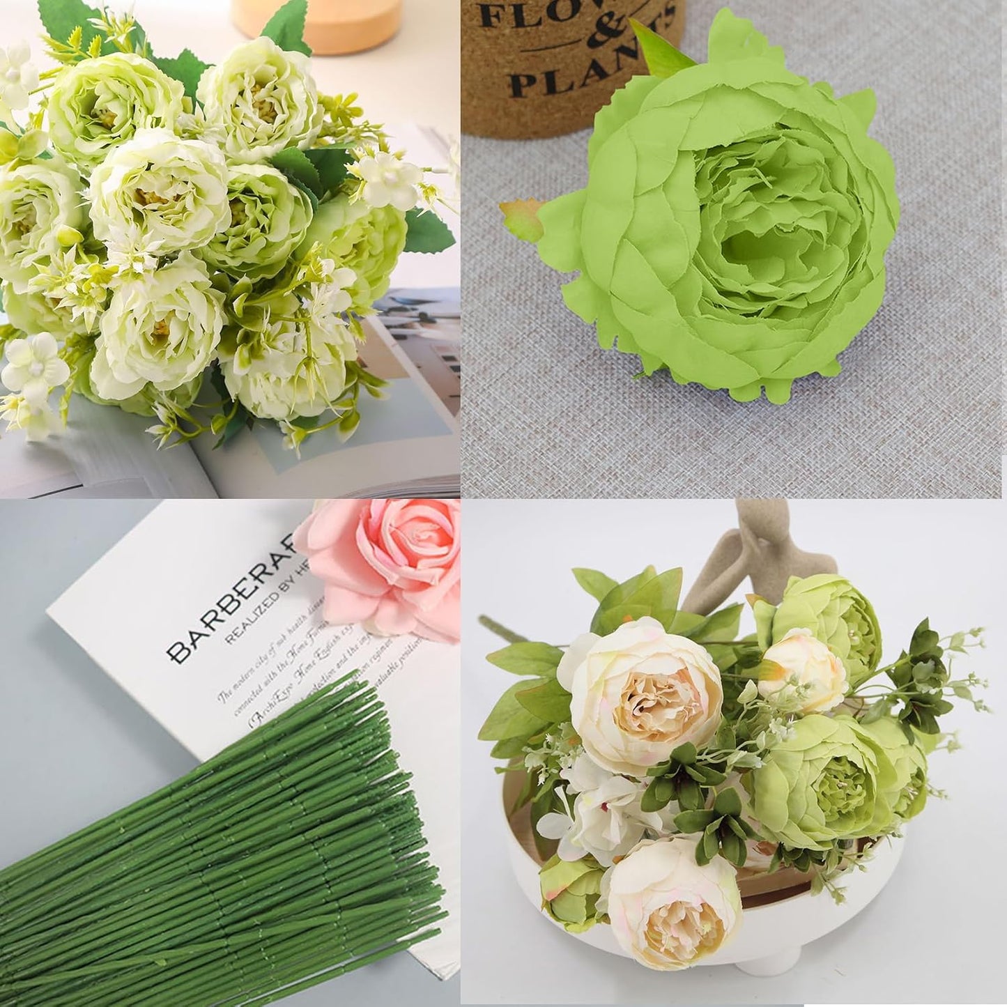 25 Pcs Silk Peony Artificial Flower Heads 4 inch Fake Peony Flowers Heads with Stems Artificial Peony Flower Heads in Bulk Wholesale for Wedding Home Decor (Yellow)