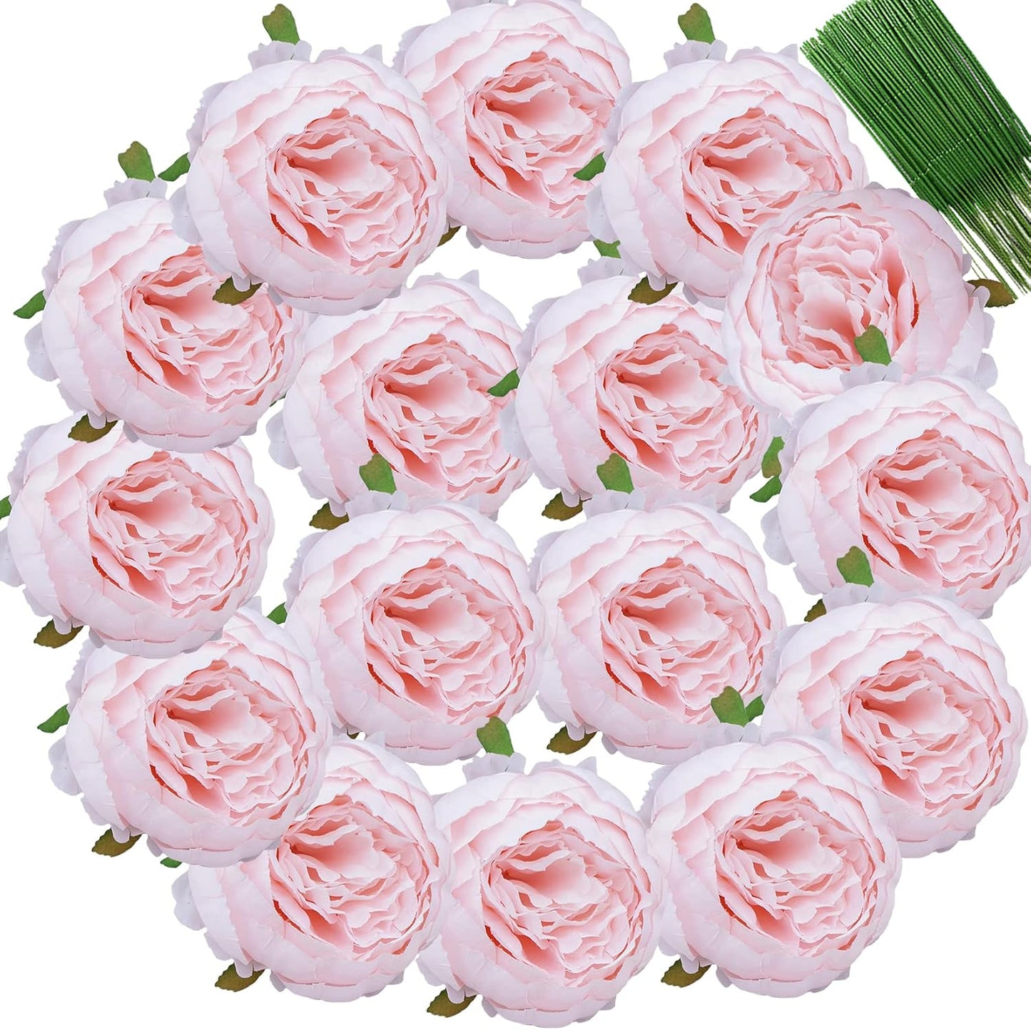 25 Pcs Silk Peony Artificial Flower Heads 4 inch Fake Peony Flowers Heads with Stems Artificial Peony Flower Heads in Bulk Wholesale for Wedding Home Decor (Yellow)