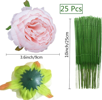 25 Pcs Silk Peony Artificial Flower Heads 4 inch Fake Peony Flowers Heads with Stems Artificial Peony Flower Heads in Bulk Wholesale for Wedding Home Decor (Yellow)