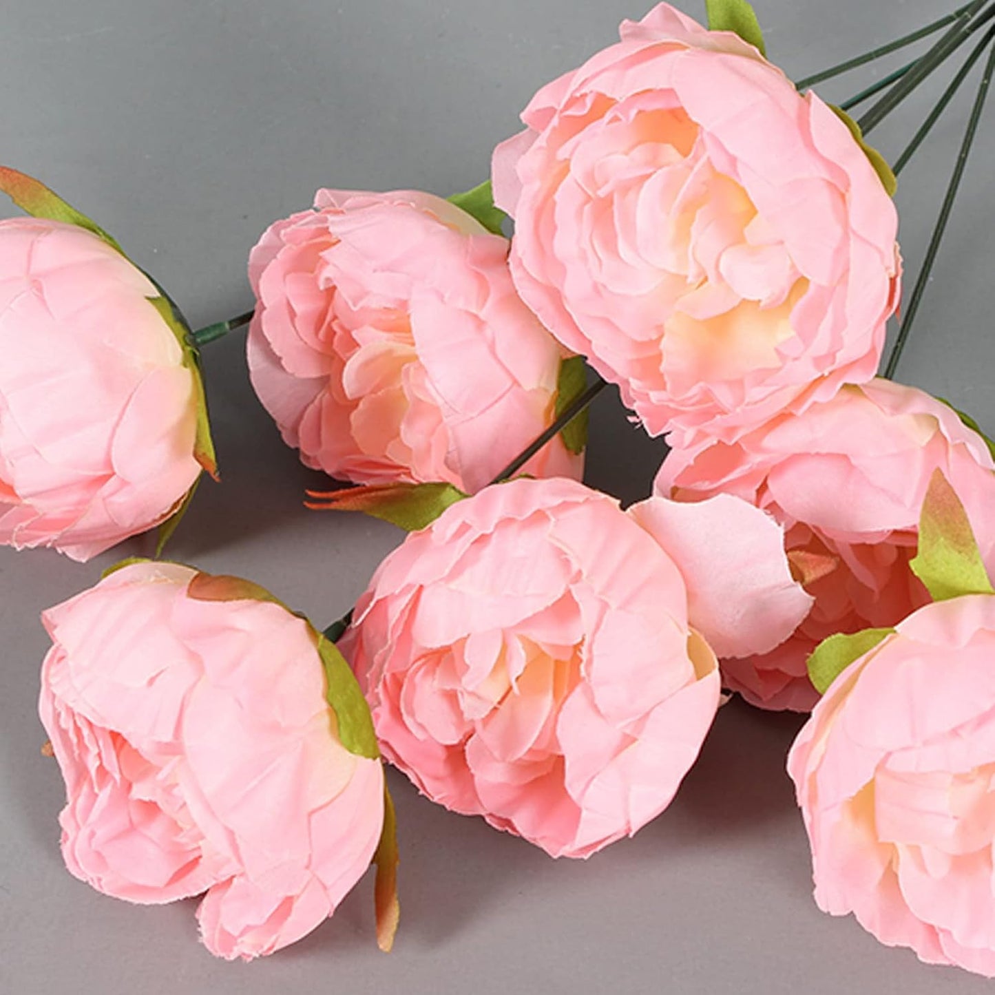 25 Pcs Silk Peony Artificial Flower Heads 4 inch Fake Peony Flowers Heads with Stems Artificial Peony Flower Heads in Bulk Wholesale for Wedding Home Decor (Yellow)