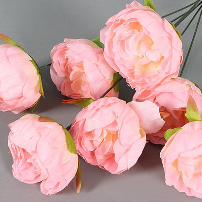 25 Pcs Silk Peony Artificial Flower Heads 4 inch Fake Peony Flowers Heads with Stems Artificial Peony Flower Heads in Bulk Wholesale for Wedding Home Decor (Yellow)