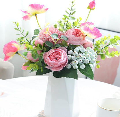 25 Pcs Silk Peony Artificial Flower Heads 4 inch Fake Peony Flowers Heads with Stems Artificial Peony Flower Heads in Bulk Wholesale for Wedding Home Decor (Yellow)