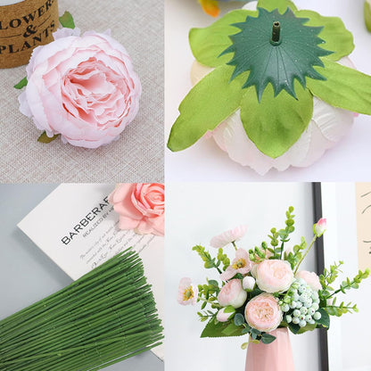 25 Pcs Silk Peony Artificial Flower Heads 4 inch Fake Peony Flowers Heads with Stems Artificial Peony Flower Heads in Bulk Wholesale for Wedding Home Decor (Yellow)