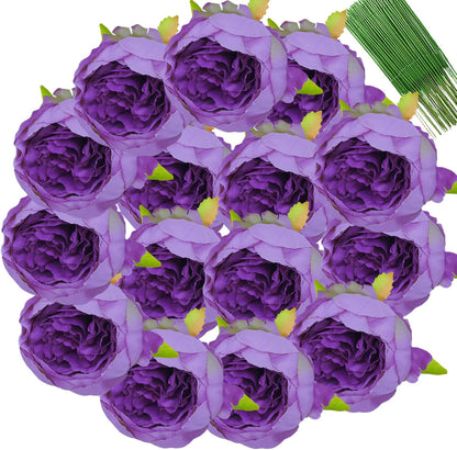 25 Pcs Silk Peony Artificial Flower Heads 4 inch Fake Peony Flowers Heads with Stems Artificial Peony Flower Heads in Bulk Wholesale for Wedding Home Decor (Yellow)