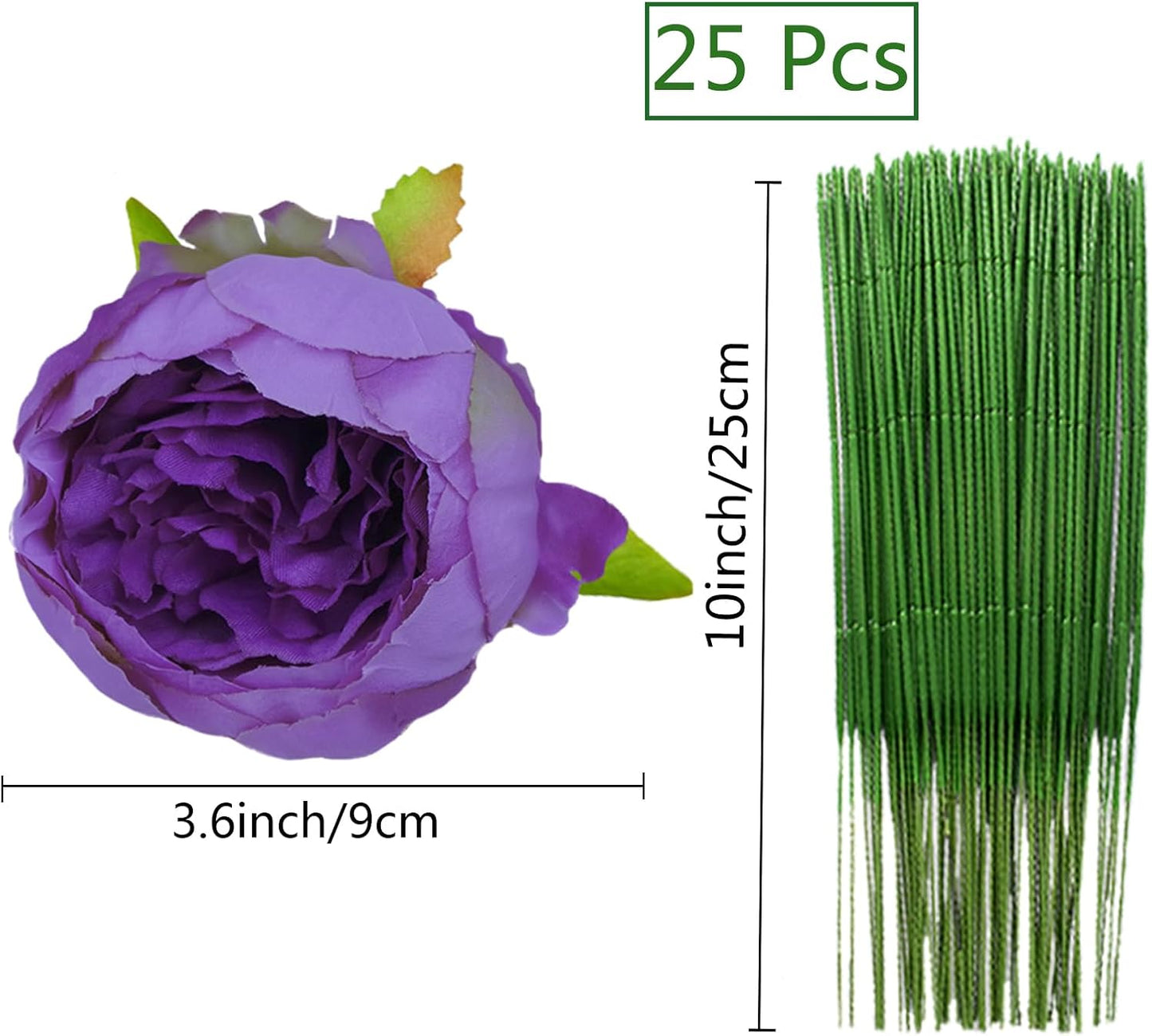 25 Pcs Silk Peony Artificial Flower Heads 4 inch Fake Peony Flowers Heads with Stems Artificial Peony Flower Heads in Bulk Wholesale for Wedding Home Decor (Yellow)