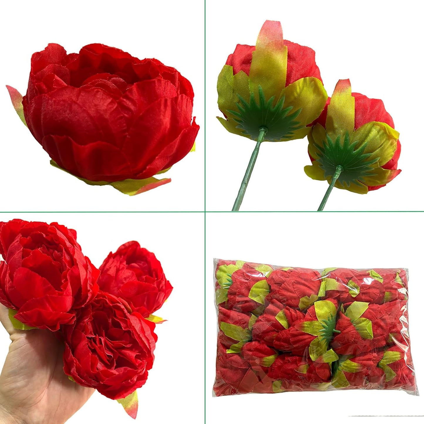 25 Pcs Silk Peony Artificial Flower Heads 4 inch Fake Peony Flowers Heads with Stems Artificial Peony Flower Heads in Bulk Wholesale for Wedding Home Decor (Yellow)