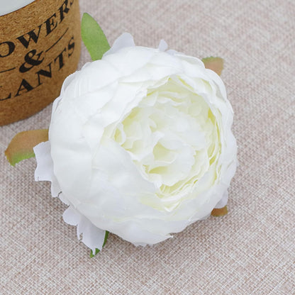25 Pcs Silk Peony Artificial Flower Heads 4 inch Fake Peony Flowers Heads with Stems Artificial Peony Flower Heads in Bulk Wholesale for Wedding Home Decor (Yellow)