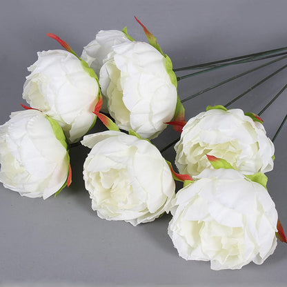 25 Pcs Silk Peony Artificial Flower Heads 4 inch Fake Peony Flowers Heads with Stems Artificial Peony Flower Heads in Bulk Wholesale for Wedding Home Decor (Yellow)