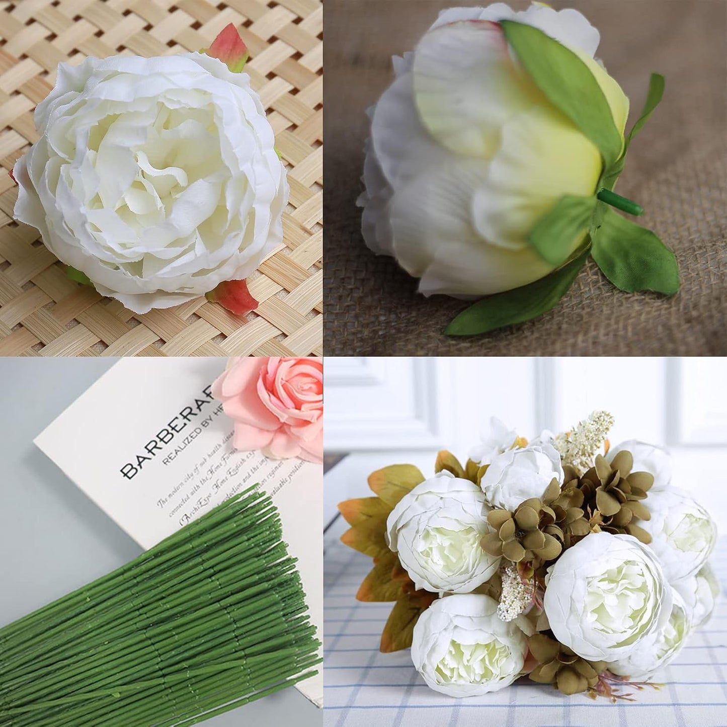 25 Pcs Silk Peony Artificial Flower Heads 4 inch Fake Peony Flowers Heads with Stems Artificial Peony Flower Heads in Bulk Wholesale for Wedding Home Decor (Yellow)