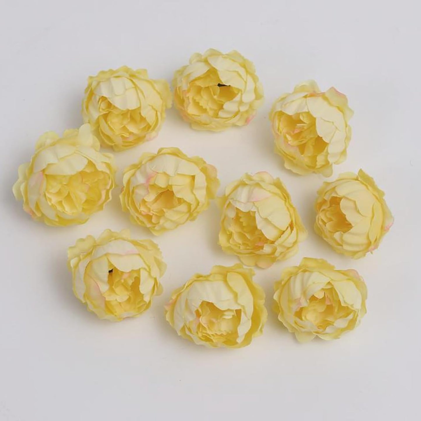 25 Pcs Silk Peony Artificial Flower Heads 4 inch Fake Peony Flowers Heads with Stems Artificial Peony Flower Heads in Bulk Wholesale for Wedding Home Decor (Yellow)