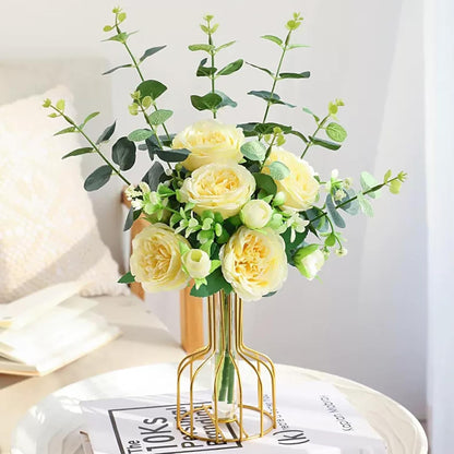 25 Pcs Silk Peony Artificial Flower Heads 4 inch Fake Peony Flowers Heads with Stems Artificial Peony Flower Heads in Bulk Wholesale for Wedding Home Decor (Yellow)