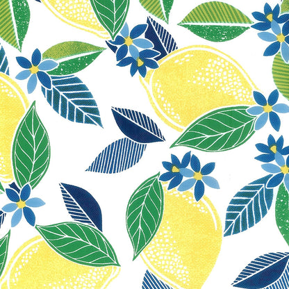 Covers For The Home Deluxe Elastic Edged Flannel Backed Vinyl Fitted Table Cover - Contemporary Lemon Pattern - Round Oblong Oval- Fits Tables up to 48" W x 68" L