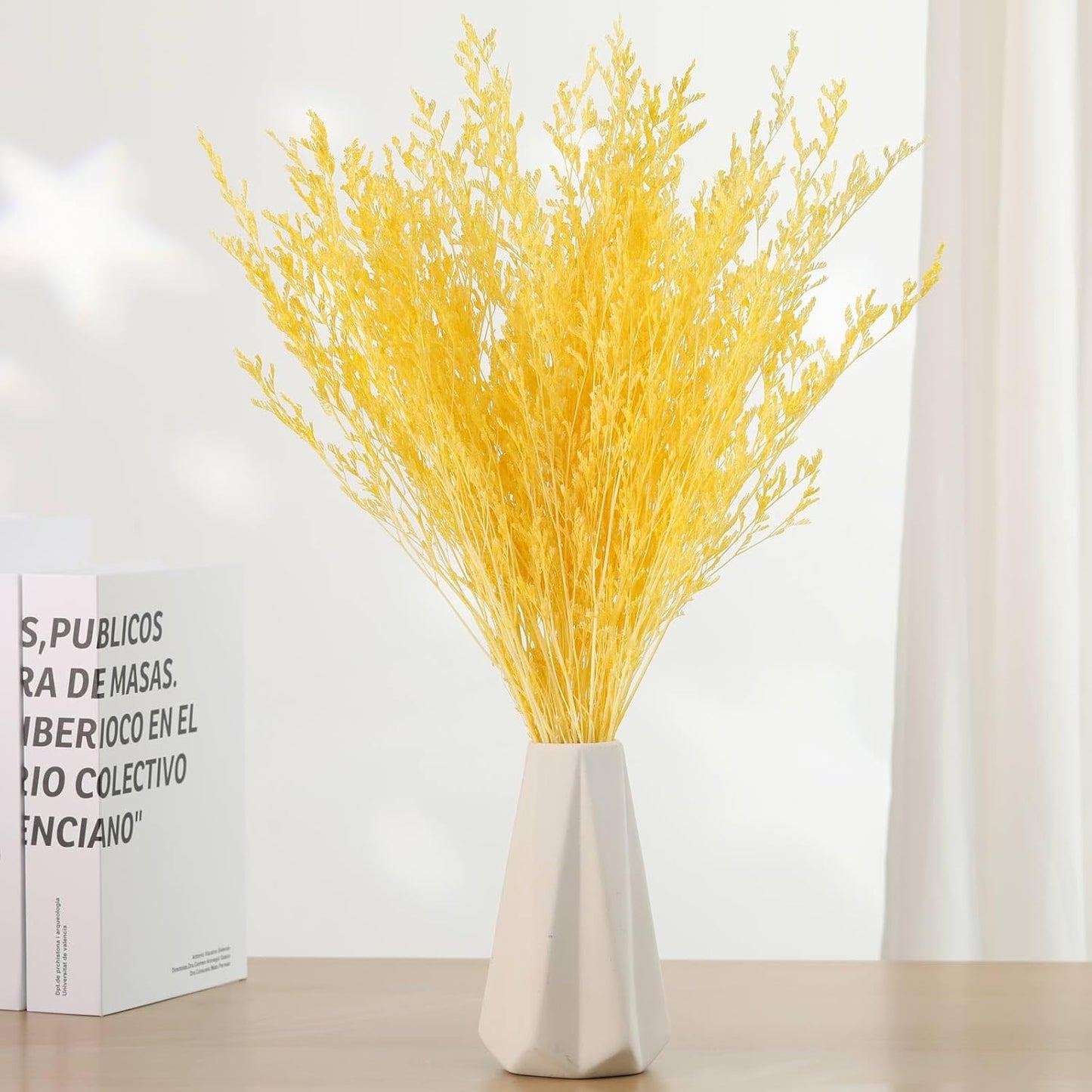 Dried Flowers Bouquet, Dry Caspia Flower Bundle, Floral Lavender, Babys Breath Flowers Arrangements for Wedding Decor, Door Wreath, Home Party Table Vase Decoration (Yellow, 17'')