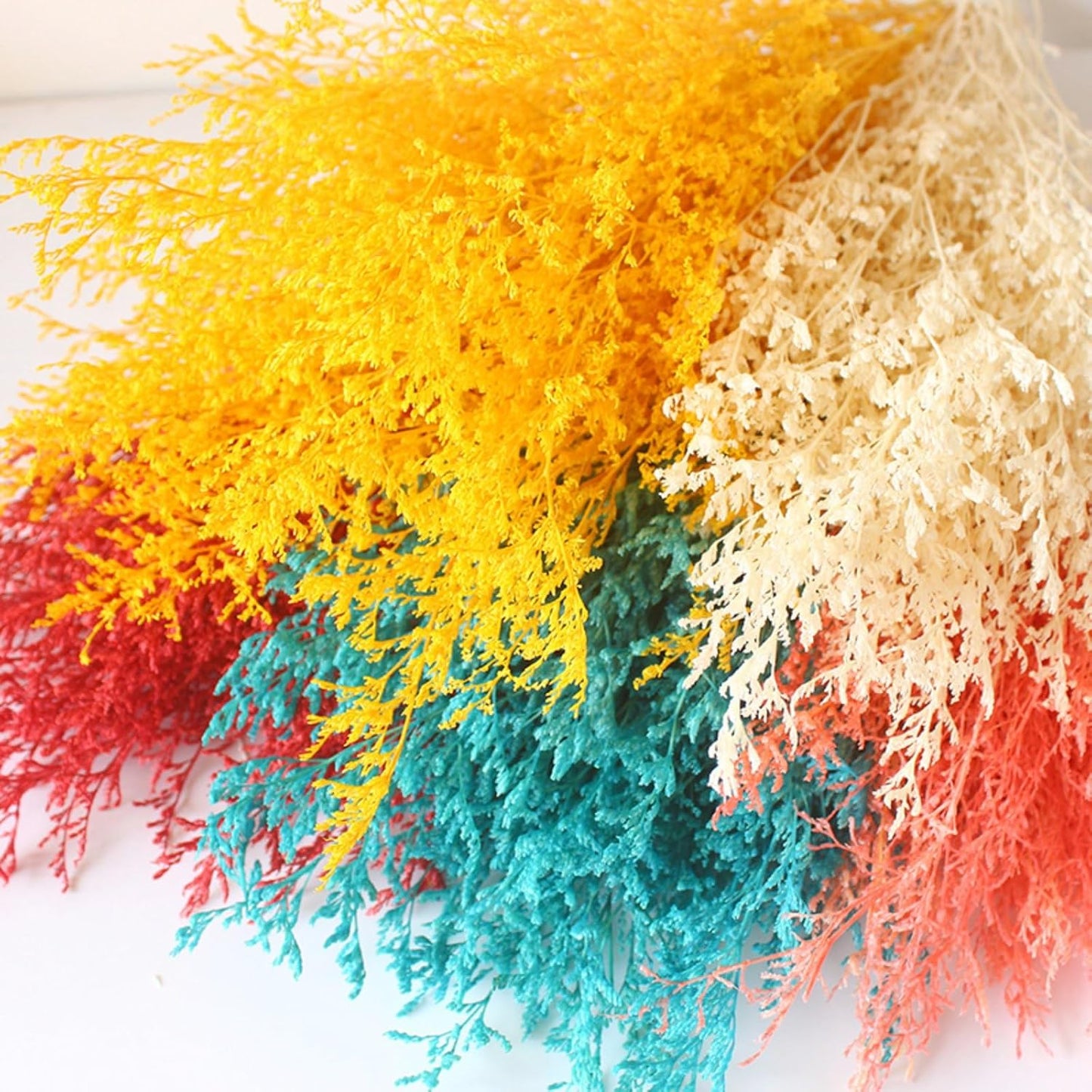 Dried Flowers Bouquet, Dry Caspia Flower Bundle, Floral Lavender, Babys Breath Flowers Arrangements for Wedding Decor, Door Wreath, Home Party Table Vase Decoration (Yellow, 17'')