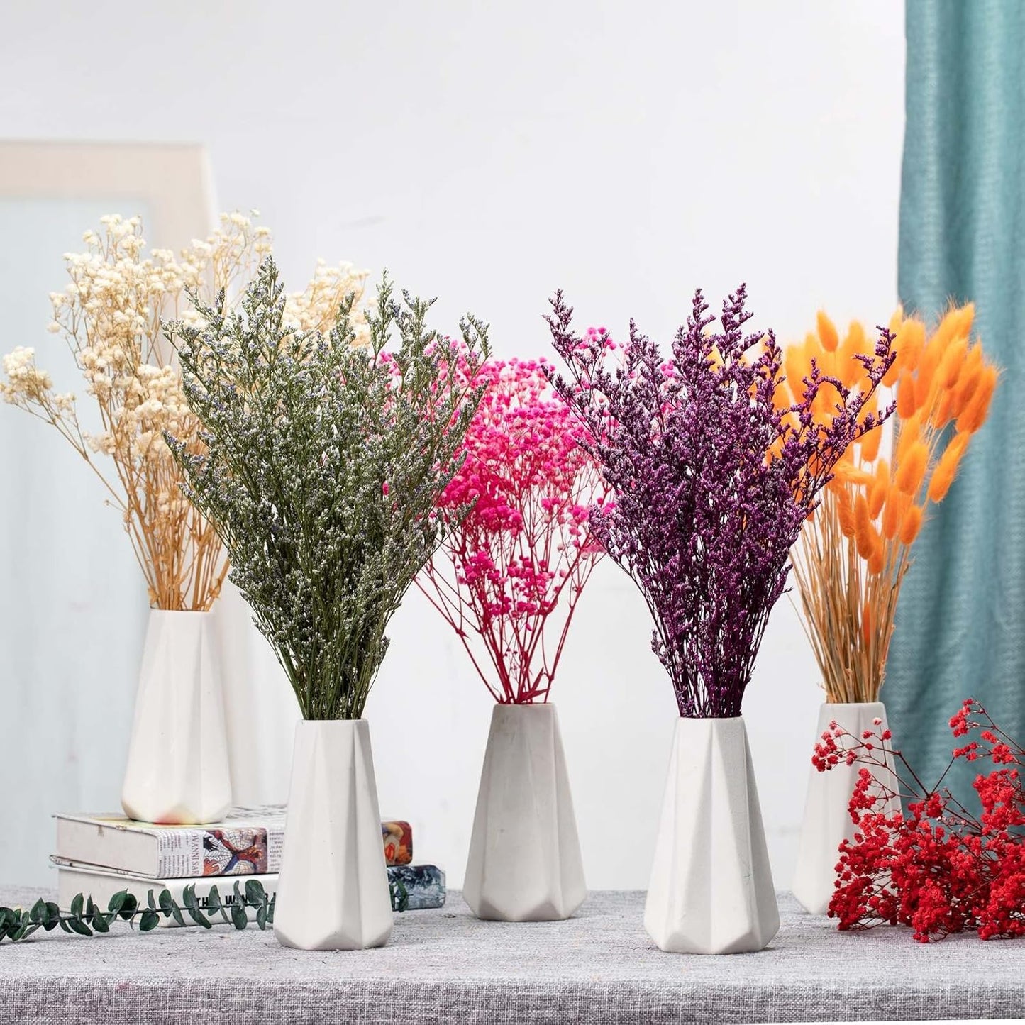 Dried Flowers Bouquet, Dry Caspia Flower Bundle, Floral Lavender, Babys Breath Flowers Arrangements for Wedding Decor, Door Wreath, Home Party Table Vase Decoration (Yellow, 17'')
