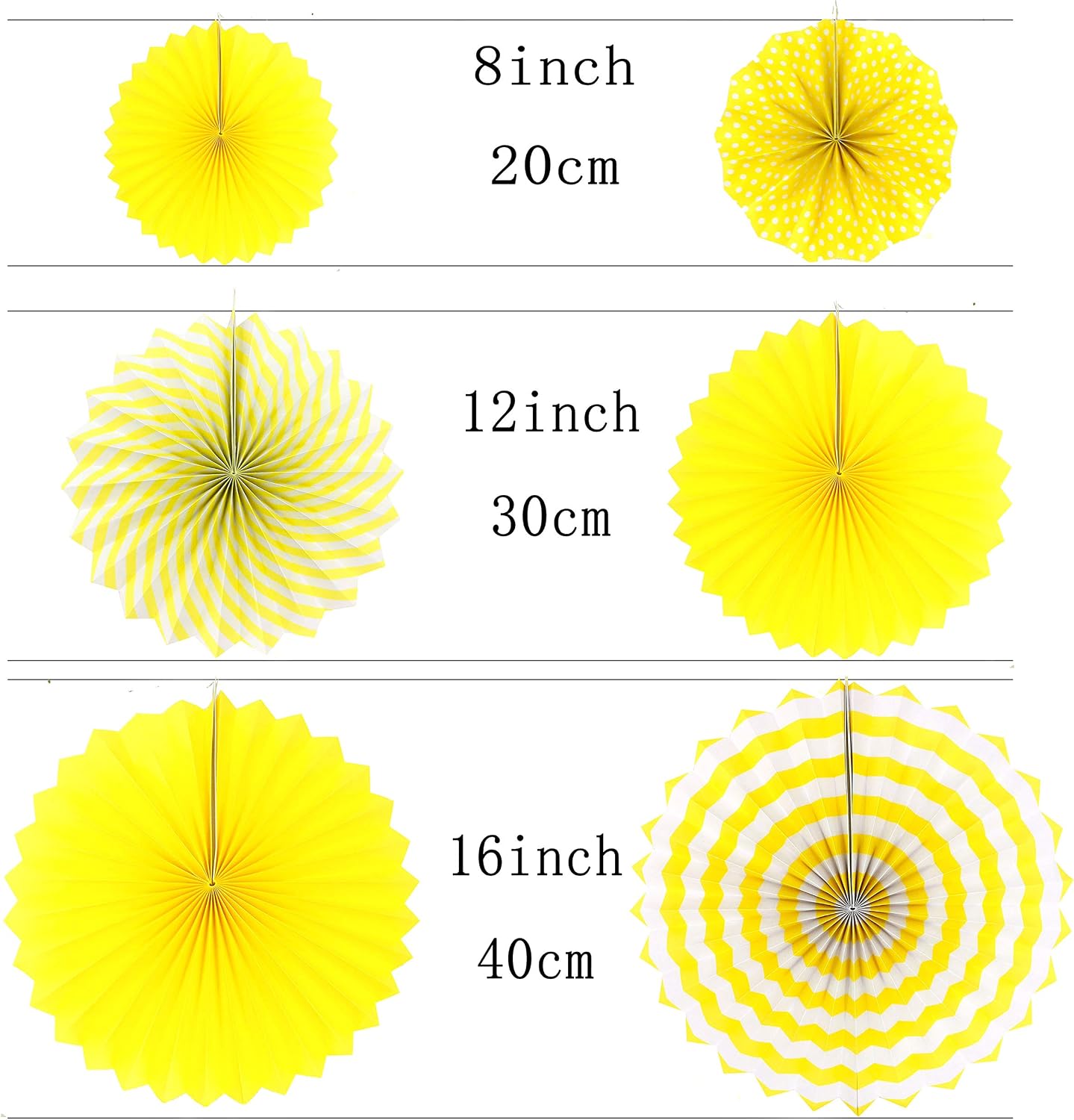Yellow Hanging Paper Fans Decorations Gold Swirls Ceiling Hangings Decorations Baby Shower Birthday Wedding Engagement Party New Years Decorations, 20pc