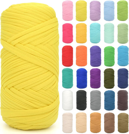 Tshirt Yarn for Crocheting,Chicken Yellow T Shirt Chunky Elastic Fabric Thick T-Shirt Crochet Yarn for Beginners Crocheting Hand Knitting Bag/Basket/Coasters/DIY Crafts/Home Decor 200G(Chicken Yellow