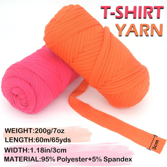 Tshirt Yarn for Crocheting,Chicken Yellow T Shirt Chunky Elastic Fabric Thick T-Shirt Crochet Yarn for Beginners Crocheting Hand Knitting Bag/Basket/Coasters/DIY Crafts/Home Decor 200G(Chicken Yellow