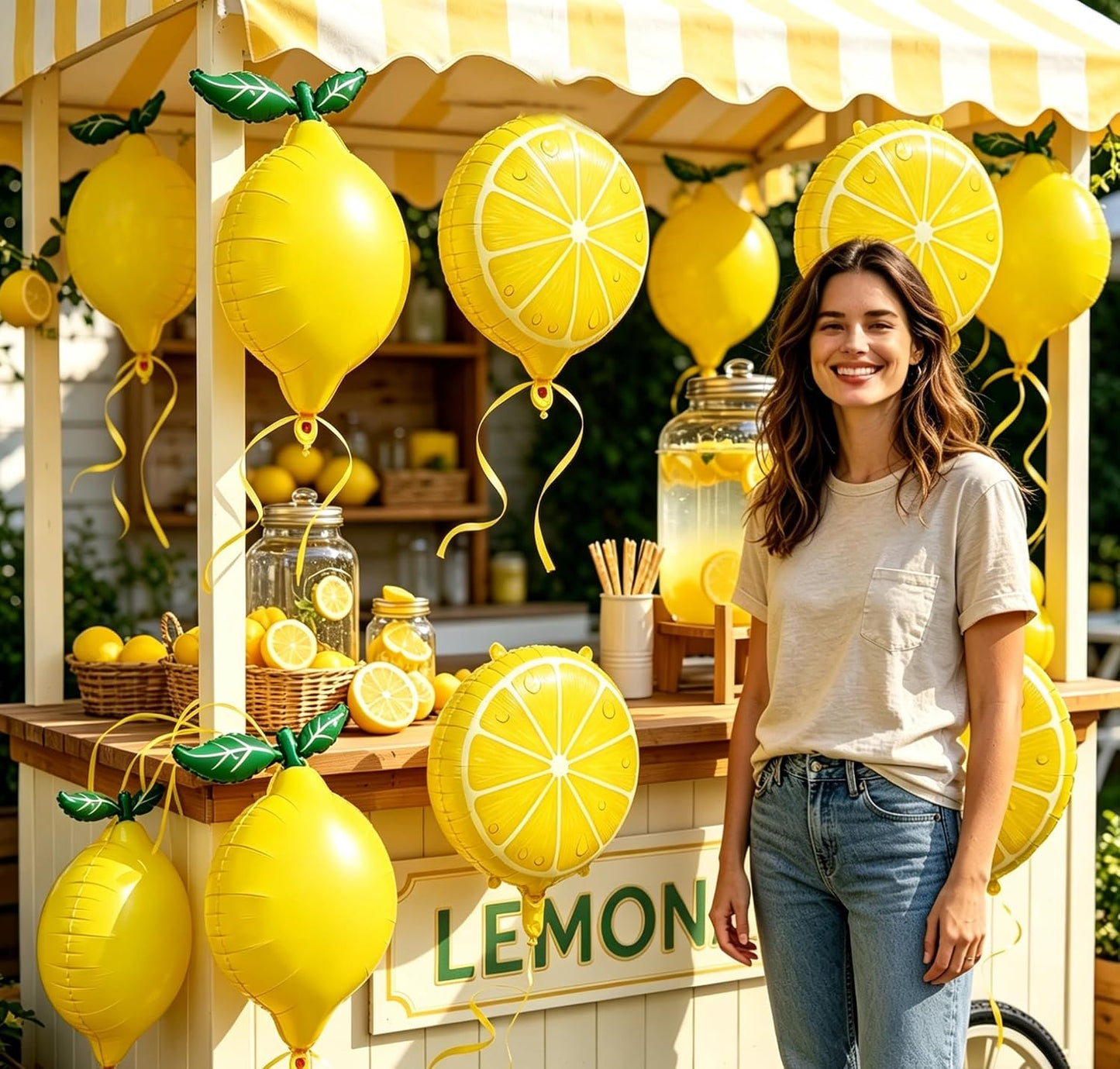 6PCS Helium Lemon Balloon for Summer Party, Main Squeeze Bridal Shower Lemon Party Decorations, Amalfi Coast Party Decorations