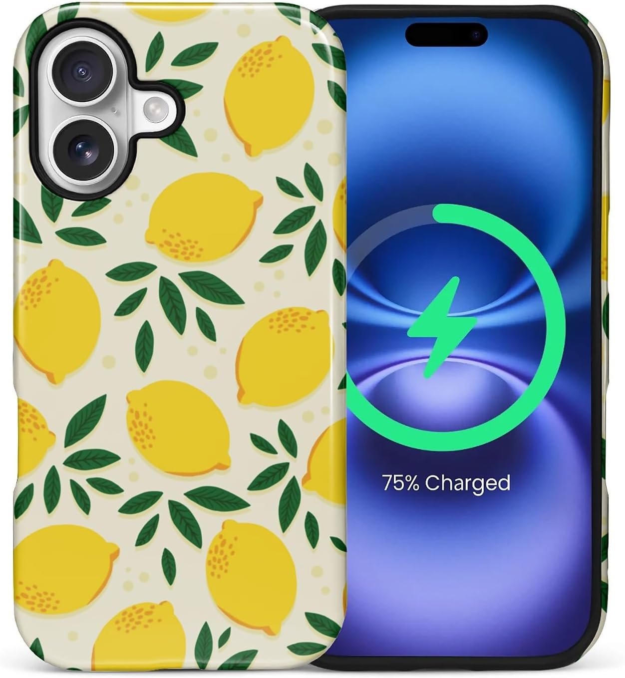 for iPhone 17 Case,Compatible with MagSafe,Dual-Layer Hard Shell + Silicone Cover,Full Body Protection Shockproof Case for iPhone 17-Cute Summer Lemon