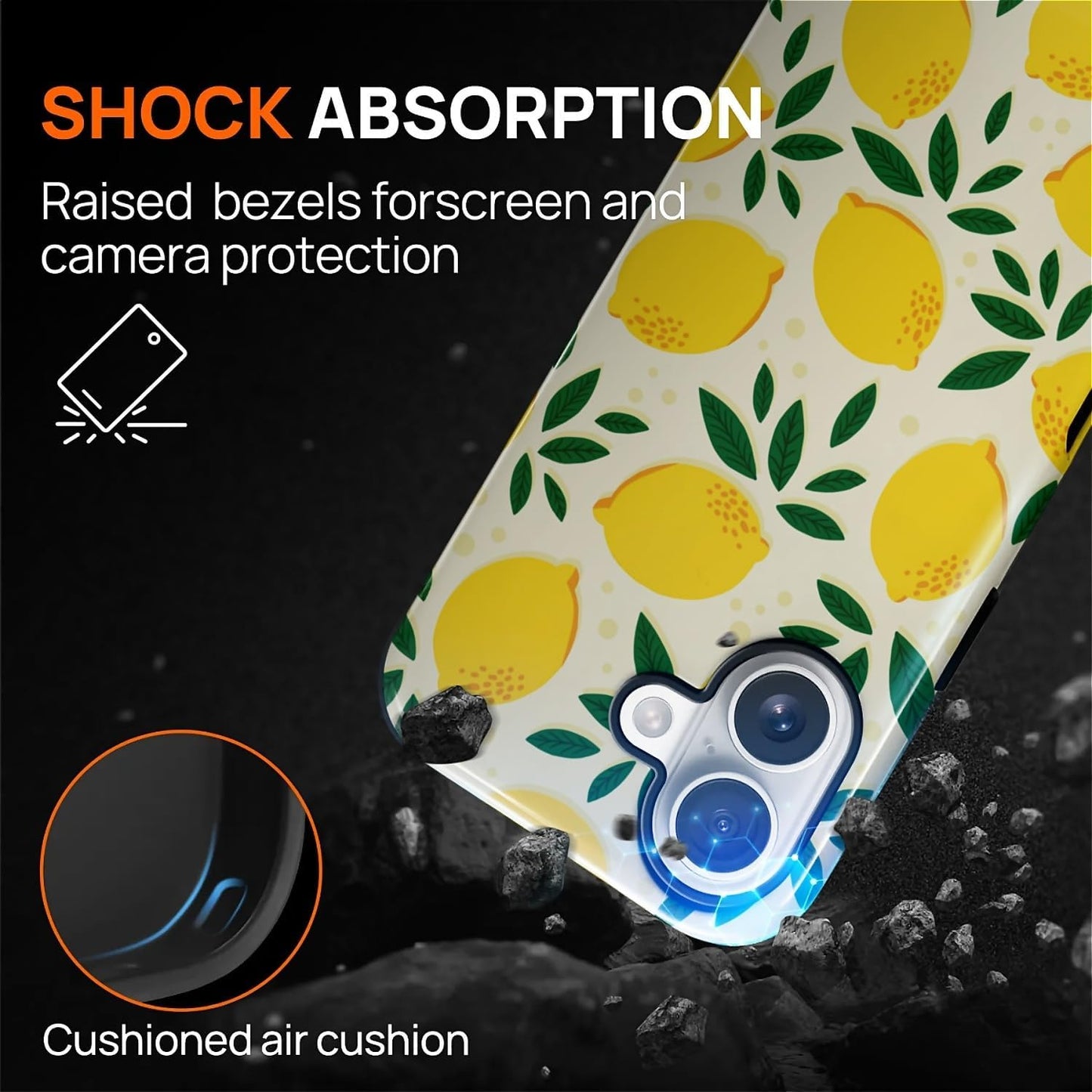 for iPhone 17 Case,Compatible with MagSafe,Dual-Layer Hard Shell + Silicone Cover,Full Body Protection Shockproof Case for iPhone 17-Cute Summer Lemon