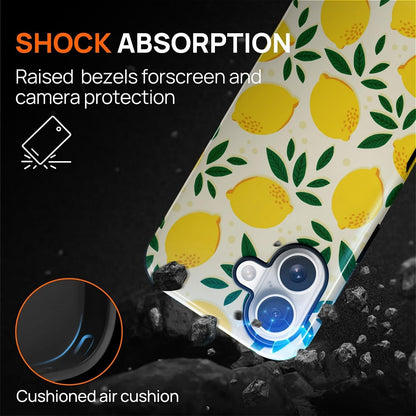 for iPhone 17 Case,Compatible with MagSafe,Dual-Layer Hard Shell + Silicone Cover,Full Body Protection Shockproof Case for iPhone 17-Cute Summer Lemon