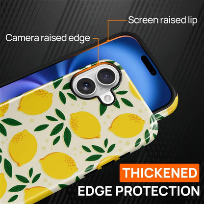for iPhone 17 Case,Compatible with MagSafe,Dual-Layer Hard Shell + Silicone Cover,Full Body Protection Shockproof Case for iPhone 17-Cute Summer Lemon