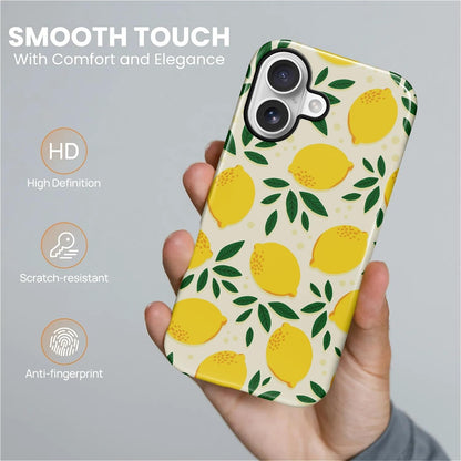 for iPhone 17 Case,Compatible with MagSafe,Dual-Layer Hard Shell + Silicone Cover,Full Body Protection Shockproof Case for iPhone 17-Cute Summer Lemon
