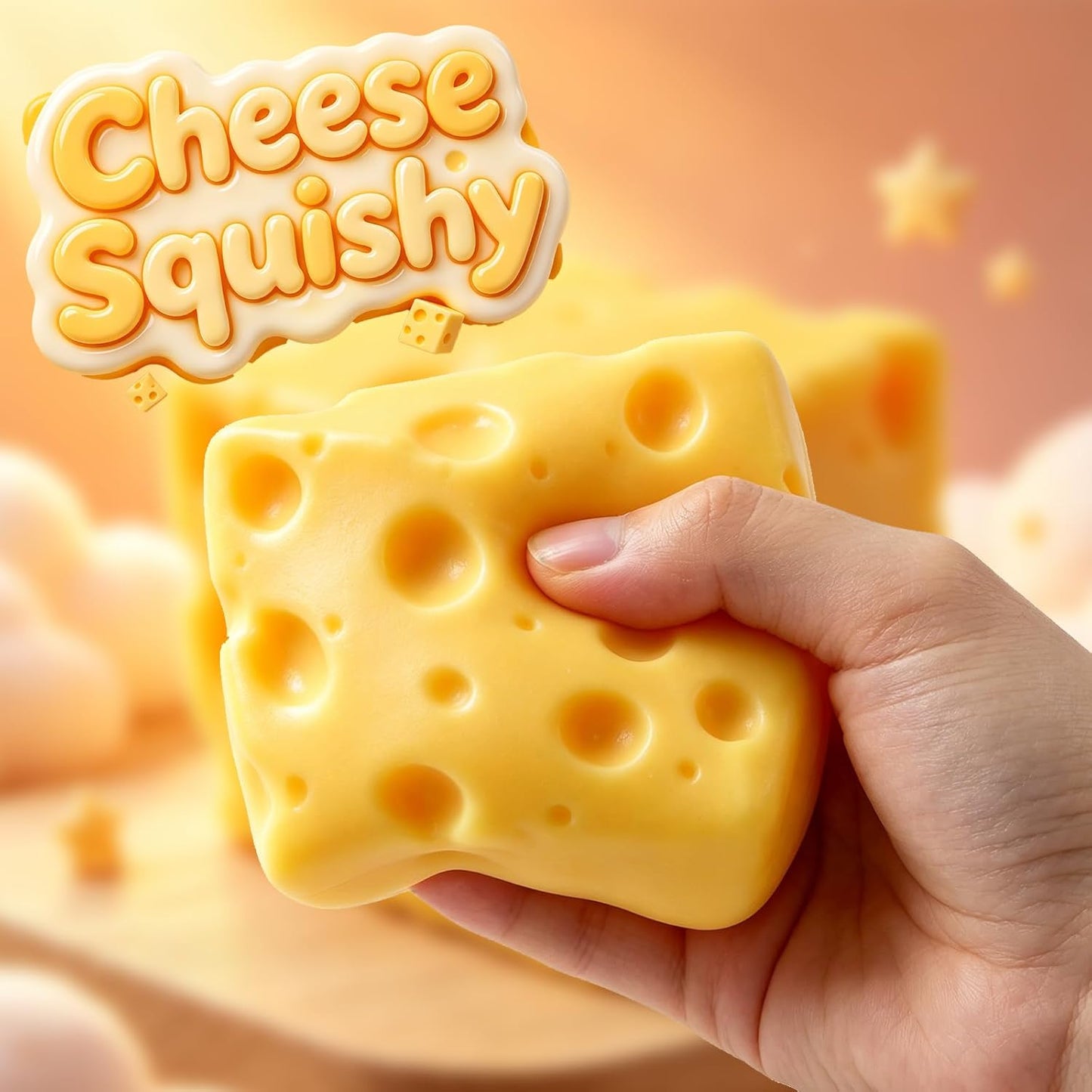 Yellow Cheese SquishyStress Balls Stress Relief Fidget Stress Relief Original Sensory Gifts for Adults (Yellow-mini)