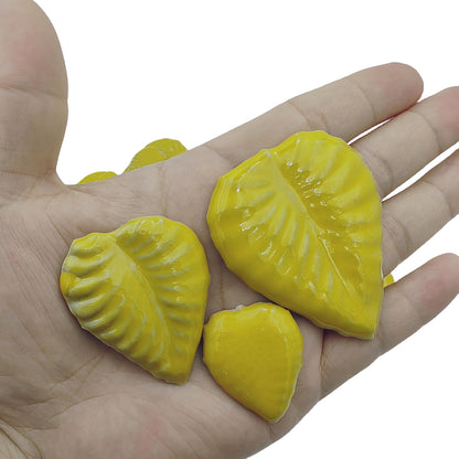 1.1LB Random Ceramic Mosaic Tiles For DIY Crafts,3 Sized Mosaic Pieces for Plates Flowerpots Making Supplies Home and Outdoor Decoration (Yellow, Leaves)