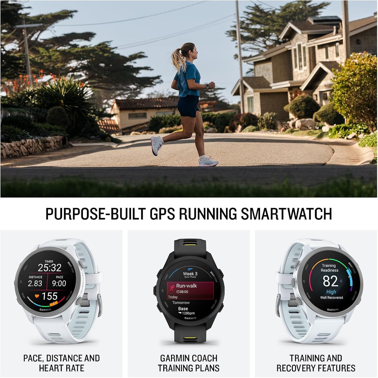 Forerunner 170 GPS Running Smartwatch 1.2" AMOLED, Black/Amp Yellow Bundle