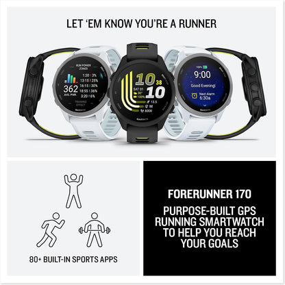 Forerunner 170 GPS Running Smartwatch 1.2" AMOLED, Black/Amp Yellow Bundle