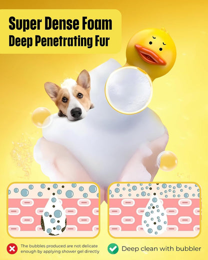 Electric Dog Shampoo Dispenser Dog Shampoo Sprayer Duck Shampoo Foamer for Pet, Foaming Soap Dispenser for Bathtub, Kitchen Sink Cleaning
