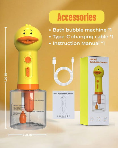 Electric Dog Shampoo Dispenser Dog Shampoo Sprayer Duck Shampoo Foamer for Pet, Foaming Soap Dispenser for Bathtub, Kitchen Sink Cleaning