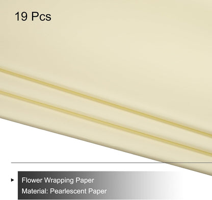 Set of 20 Flower Wrapping Paper 22.8x22.8 Inch Waterproof Florists Wrapping Paper for Florist Bouquet Supplies, DIY Crafts, Gift/Gift Box Packaging Light Yellow