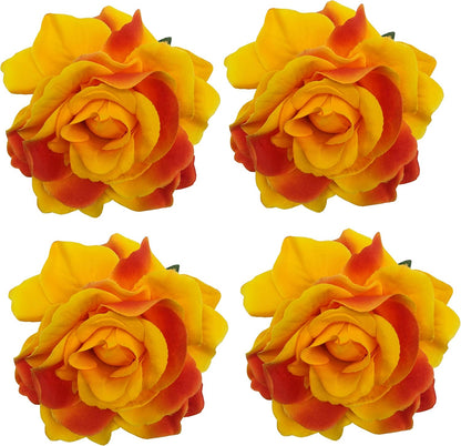 4pcs/Pack Fabric Rose Hair Flowers Clips Mexican Hair Flowers Hairpin Brooch Headpieces