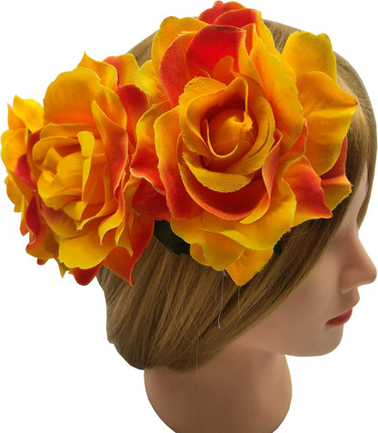 4pcs/Pack Fabric Rose Hair Flowers Clips Mexican Hair Flowers Hairpin Brooch Headpieces