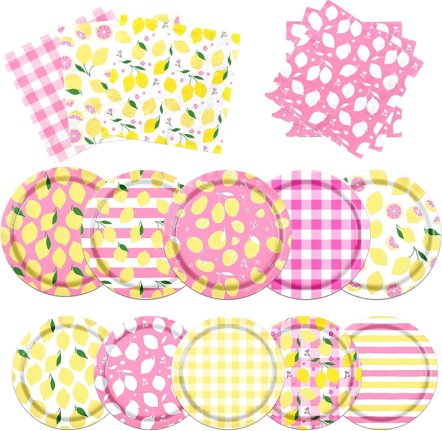 Lemon Party Decorations,60Pcs Lemon Birthday Party Plates and Napkins Summer Table Decorations for Summer Party,Fruit Theme Birthday Party Supplies