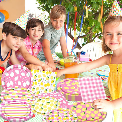 Lemon Party Decorations,60Pcs Lemon Birthday Party Plates and Napkins Summer Table Decorations for Summer Party,Fruit Theme Birthday Party Supplies