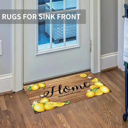 Lemon Kitchen Rugs Set of 3 Yellow Summer Farmhouse Non Slip Floor Mats | Lemon Kitchen Mats Non-Skid Machine Washable for Kitchen Floor Sink Rugs Decor and Accessories 17"x30"+17"x47"+17"x59"