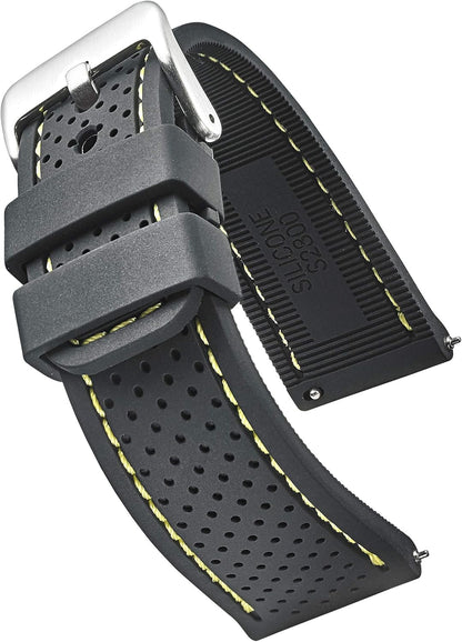 ALPINE Sporty Premium Soft Silicone Adjustable Watch Band - Replacement Rubber Watch Bands for Women & Men - Waterproof Quick Release Watch Straps - Compatible with Regular & Smart Watch Bands