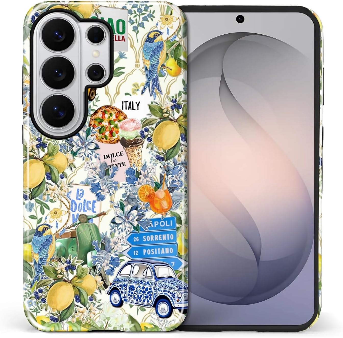 Case for Samsung Galaxy S26 Ultra,Lovely Phone Case for Girls Women,Scratch Resistant Shockproof Protective Cover-Italian Lemon Lavender Bird Collage