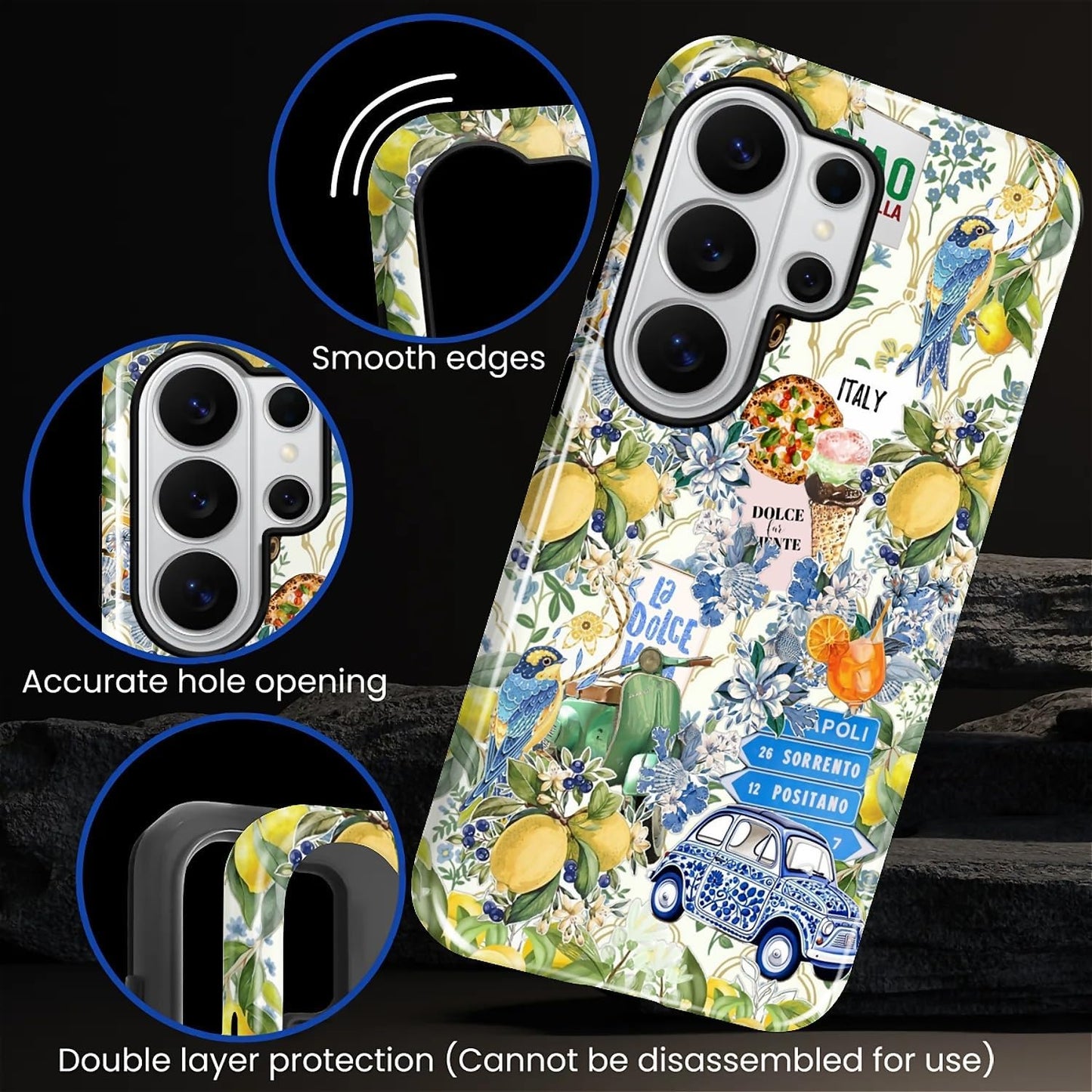Case for Samsung Galaxy S26 Ultra,Lovely Phone Case for Girls Women,Scratch Resistant Shockproof Protective Cover-Italian Lemon Lavender Bird Collage