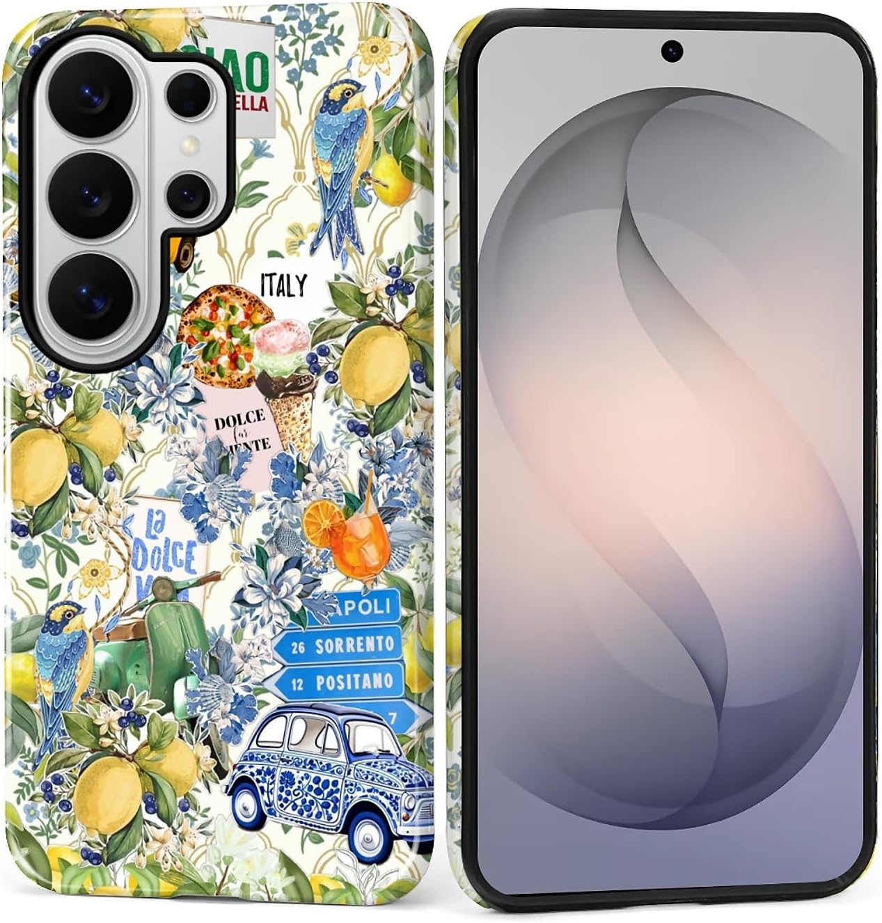 Case for Samsung Galaxy S26 Ultra,Lovely Phone Case for Girls Women,Scratch Resistant Shockproof Protective Cover-Italian Lemon Lavender Bird Collage