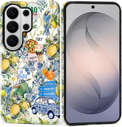 Case for Samsung Galaxy S26 Ultra,Lovely Phone Case for Girls Women,Scratch Resistant Shockproof Protective Cover-Italian Lemon Lavender Bird Collage
