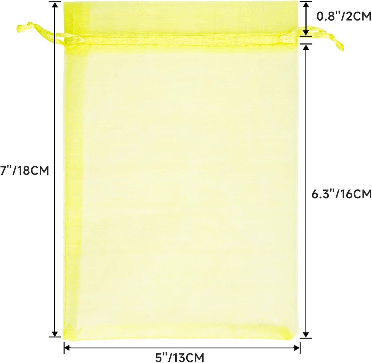 25PCS Yellow Organza Bags, 5x7 inches Sheer Mesh Jewelry Pouches | Mesh Drawstring Bag for Gift, for Candy, Wedding Party Favors, Baby Showers, Birthdays, Holiday