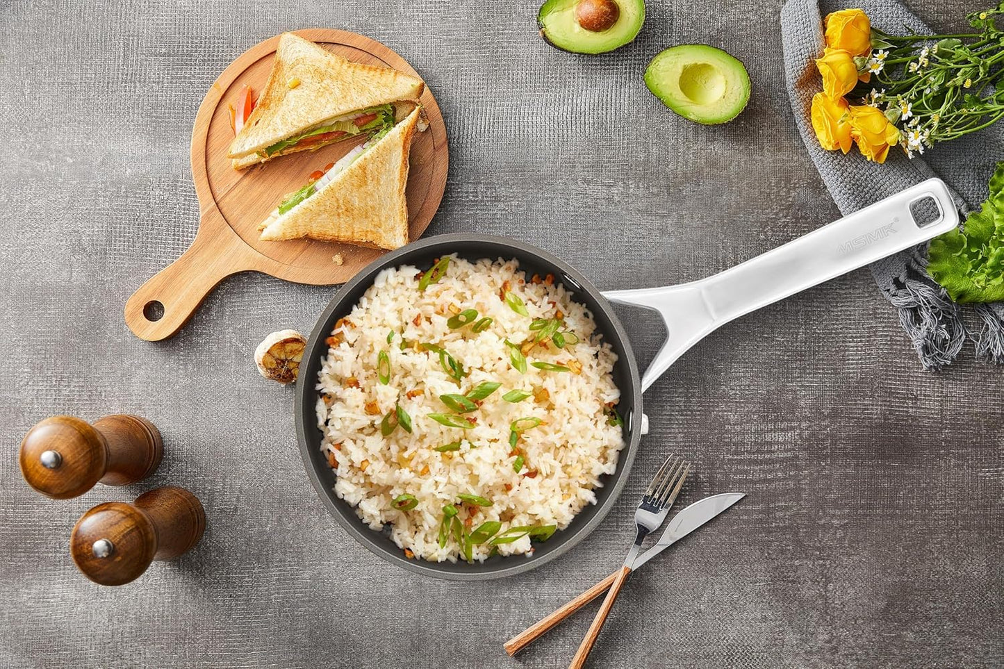 MSMK 1.5 QT PFAS-FREE Ceramic enamel saucepan with Tempered Glass Lid, Rice Burnt also Non stick, Dishwasher and Oven Safe, Induction Ready, Compatible with All Cooktops, Butter color