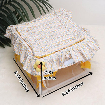 Guinea Pig Bed, Small Animal Bed Guinea Pig Hideout Sleeping Bed for Chinchilla Hamster Rat Guinea Pig Tent with Cushion for All Seasons (Yellow)