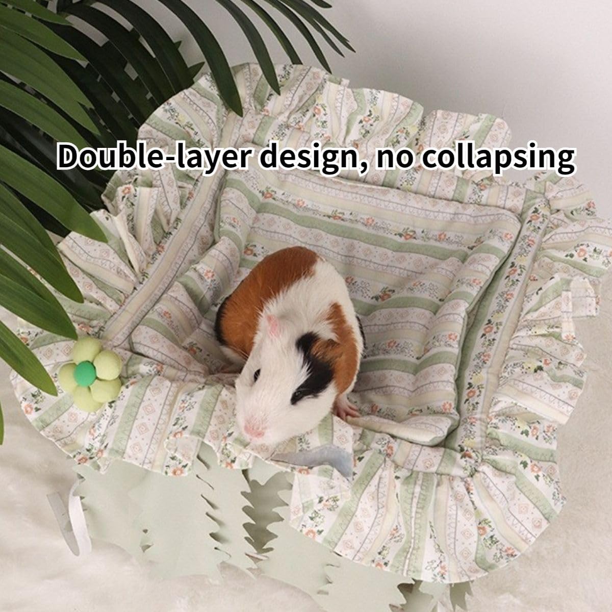 Guinea Pig Bed, Small Animal Bed Guinea Pig Hideout Sleeping Bed for Chinchilla Hamster Rat Guinea Pig Tent with Cushion for All Seasons (Yellow)